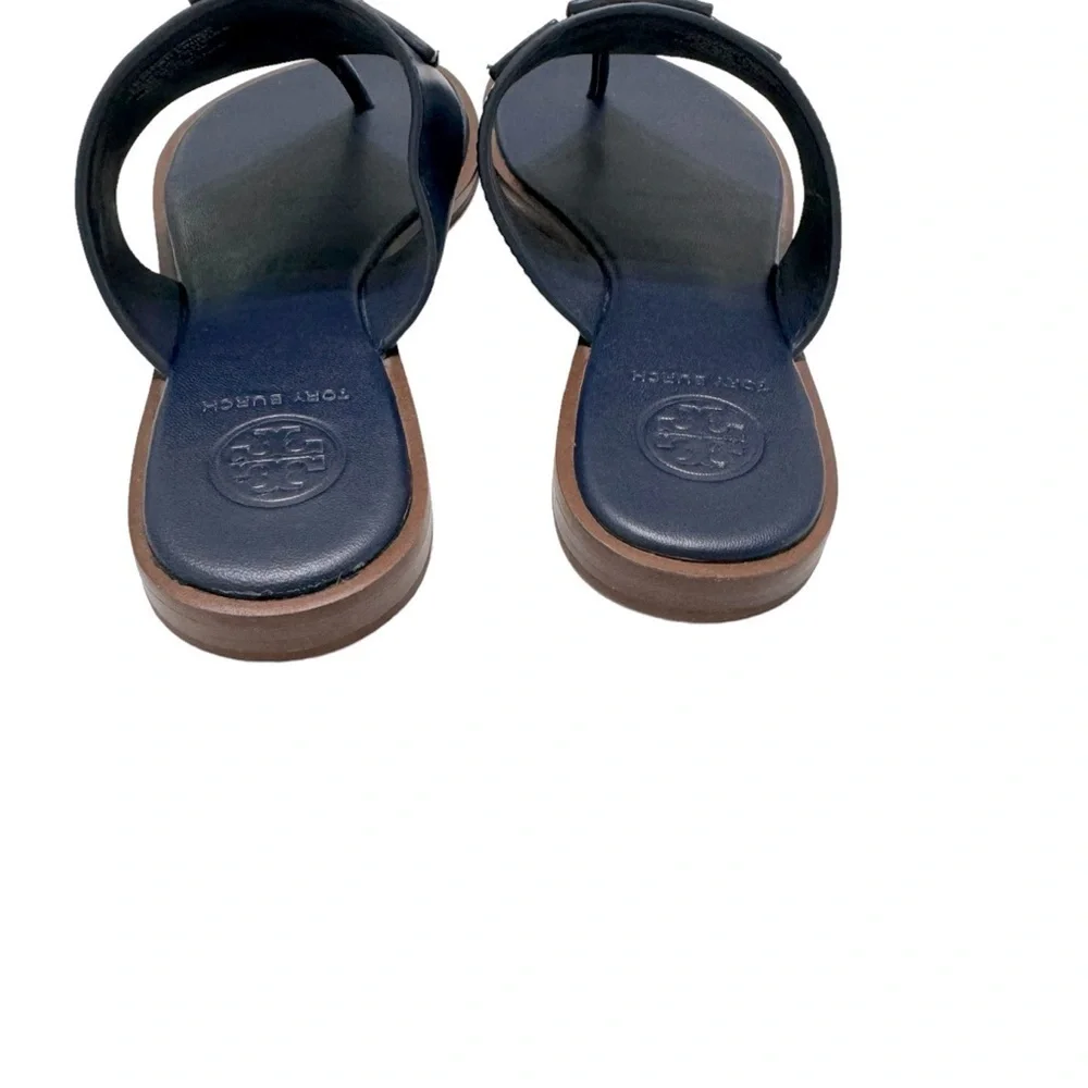 Tory Burch | Weston Full Logo Thong Calf Leather Navy Sz 5.5
